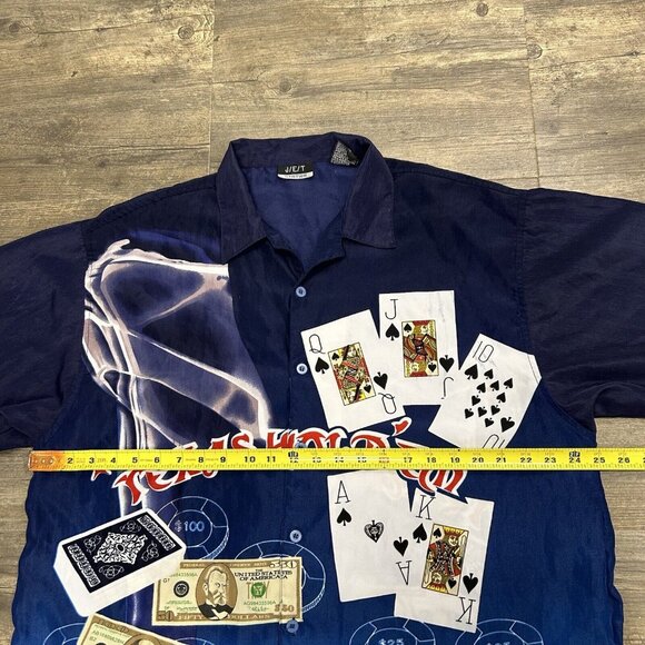 Texas Hold em Button Up Shirt Men Size XL Vintage‎ JET Strtwr AOP Polyester (33) - Picture 4 of 12